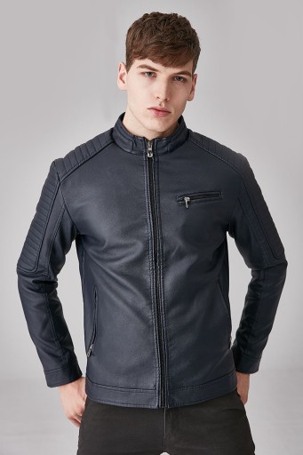 Veste en cuir pour homme avec fourrure J2067