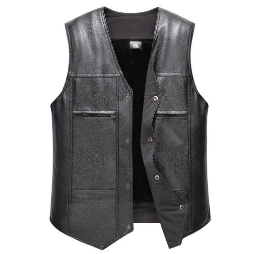 Veste en cuir pour homme avec fourrure