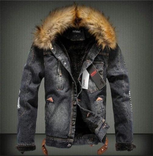 Veste en jean pour homme avec capuche J1414