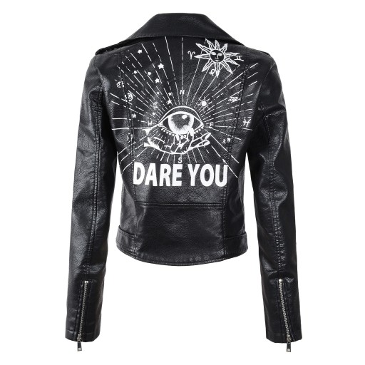 Veste noire en simili cuir pour femme