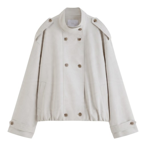 Veste oversize pour femmes avec col montant et double boutonnage, épaulettes et ceintures aux manches, veste courte pour la ville