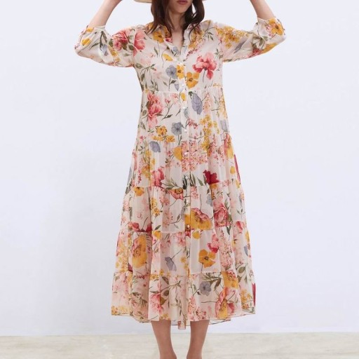 Vestido de Camisa com Flores