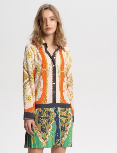 Vestido de camisa plissado