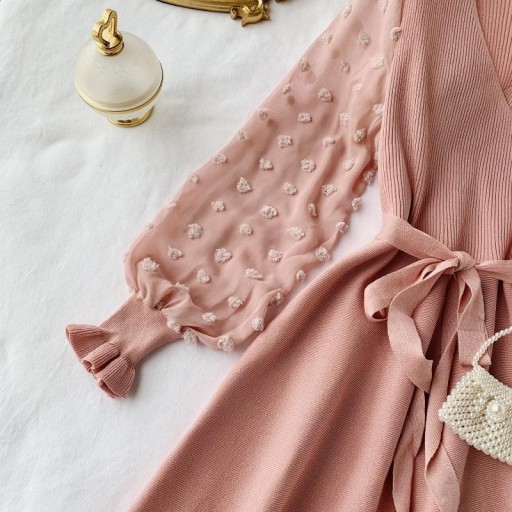 Vestido de malha com saia ampla