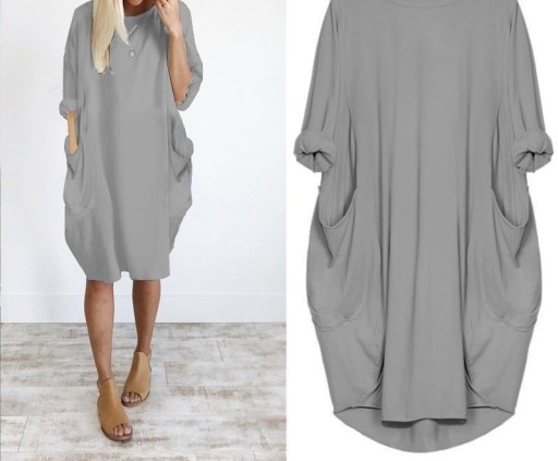 Vestido de mujer con bolsillos, color liso.