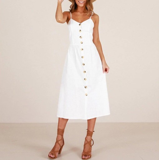 Vestido de tirantes de color liso para mujer