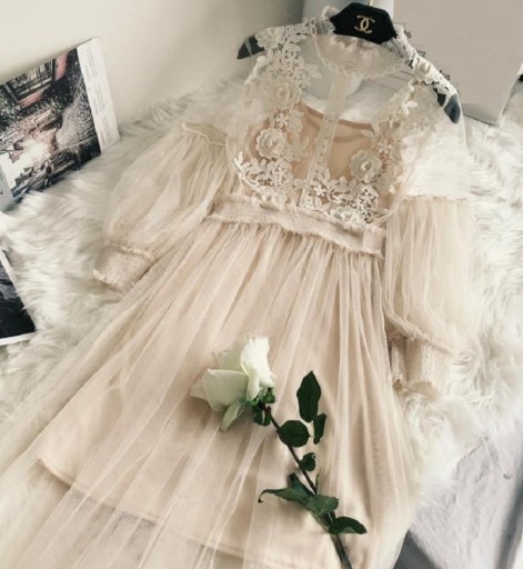 Vestido de tule com renda