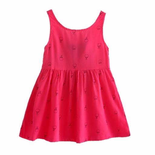Vestido de Verão para Meninas com Padrão - Rosa Escuro