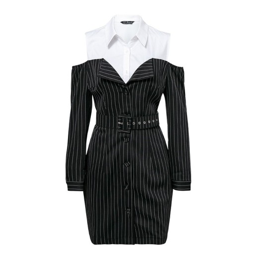 Vestido elegante com camisa falsa