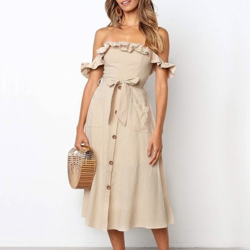 Vestido feminino com alças caídas