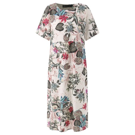 Vestido largo de algodón con flores
