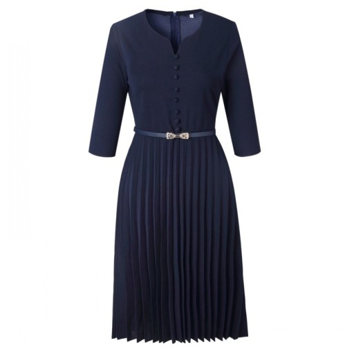 Vestido liso com saia plissada