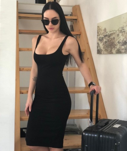 Vestido liso de alças