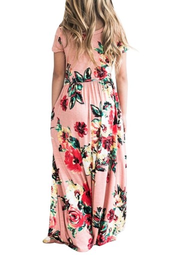 Vestido longo de menina com flores