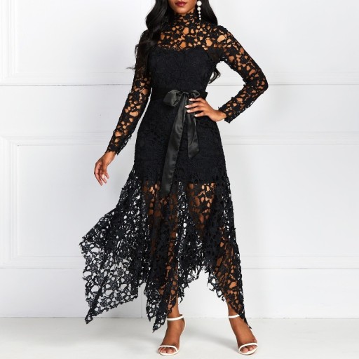 Vestido longo de renda