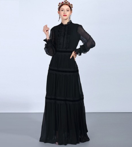 Vestido longo preto para senhora