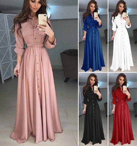 Vestido longo tipo camisa