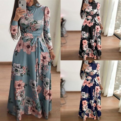 Vestido maxi floral de outono