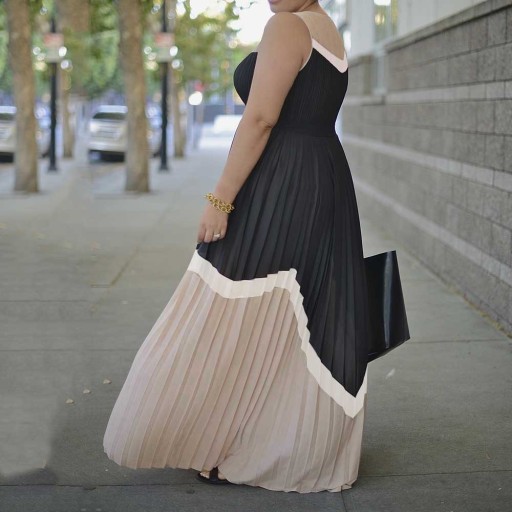 Vestido maxi plissado