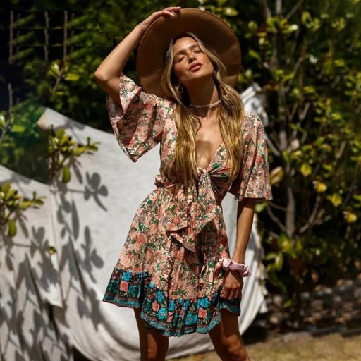 Vestido mini de verão para senhora P1131