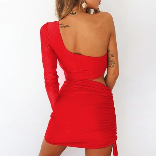 Vestido sexy de um ombro