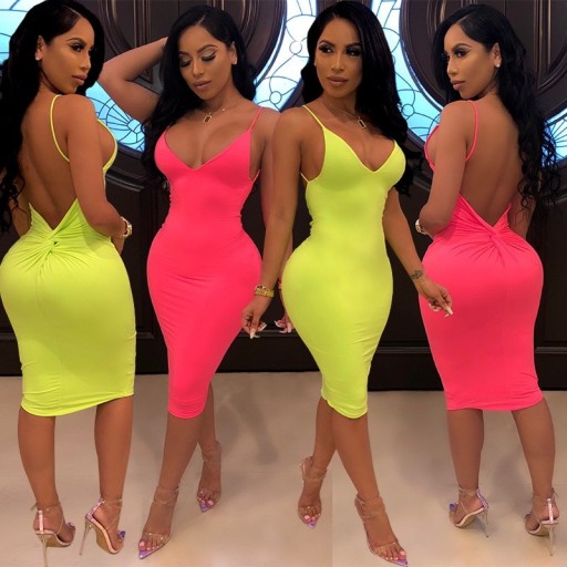 Vestido sexy neon