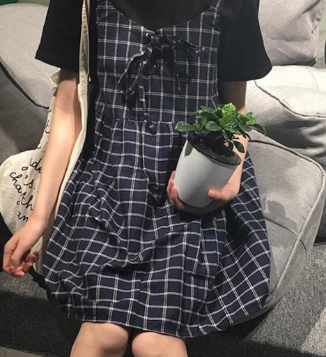 Vestido xadrez de alças