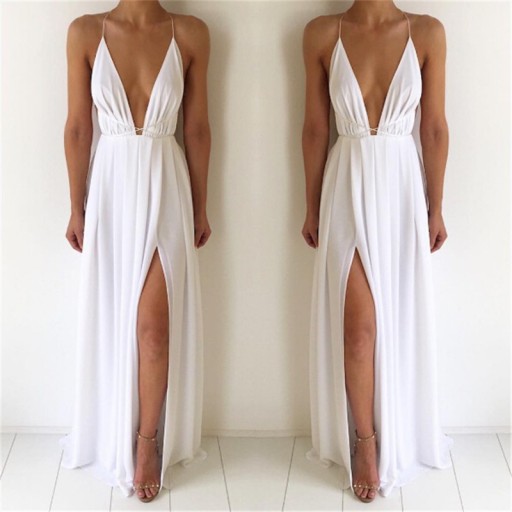 Vestidos de noite femininos com decote profundo J1803