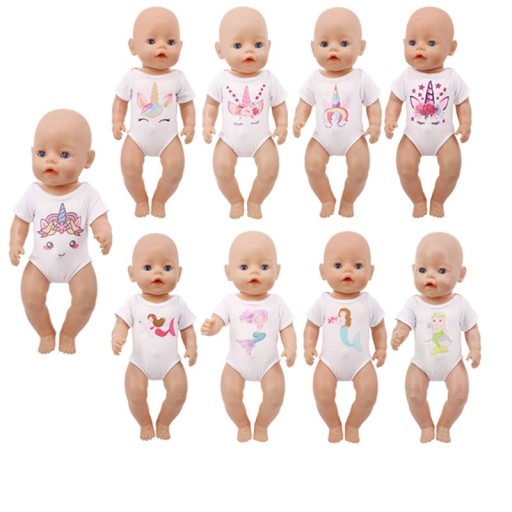 Vestuário branco para bonecas com estampado