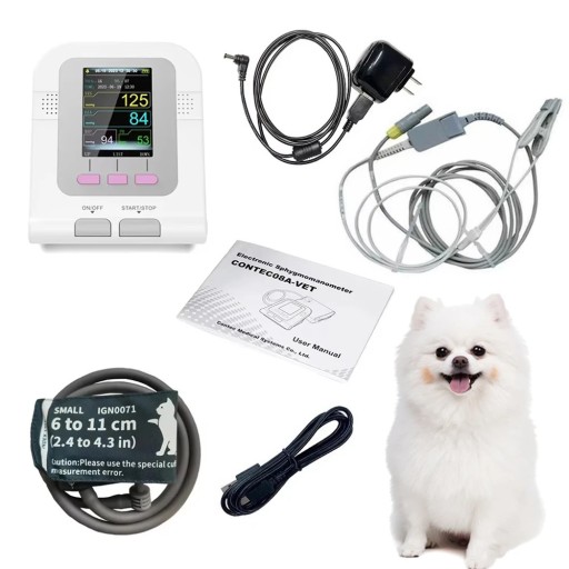 Veterinární digitální tlakoměr pro zvířata měření krevního tlaku manžeta 6–11 cm displej klipový senzor kabel pro psy a kočky