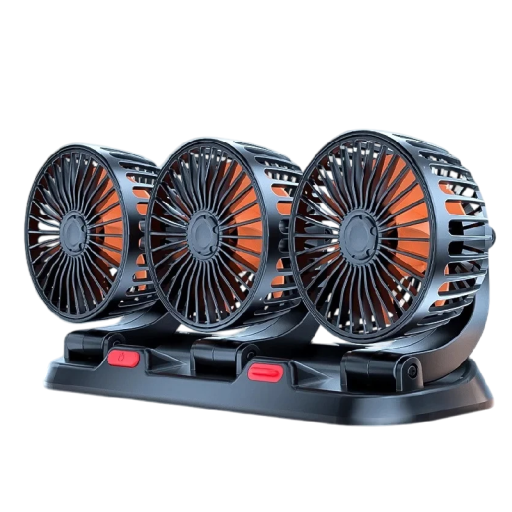 Větráček do auta 360° nastavitelný 3hlavový s USB 5V napájením Přenosný ventilátor do vozidla Chlazení interiéru Silný proud vzduchu