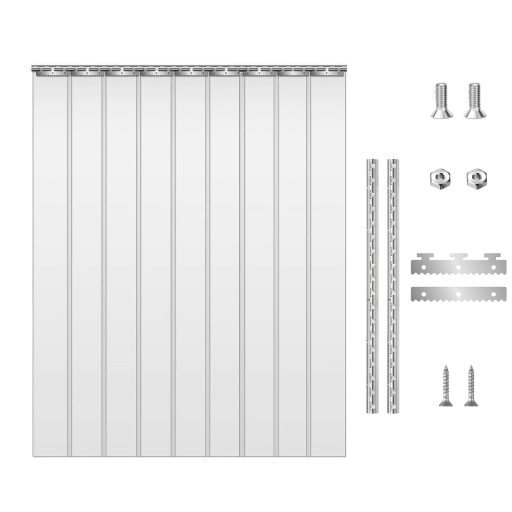 Větruodolný PVC lamelový závěs průhledný dveřní závěs 213 x 121 cm tepelně izolační na dveře skladu chladírny mrazáky i dílny