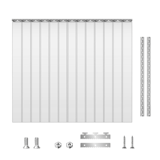 Větruodolný PVC lamelový závěs průhledný dveřní závěs 213 x 183 cm tepelně izolační na dveře skladu chladírny mrazáky i dílny