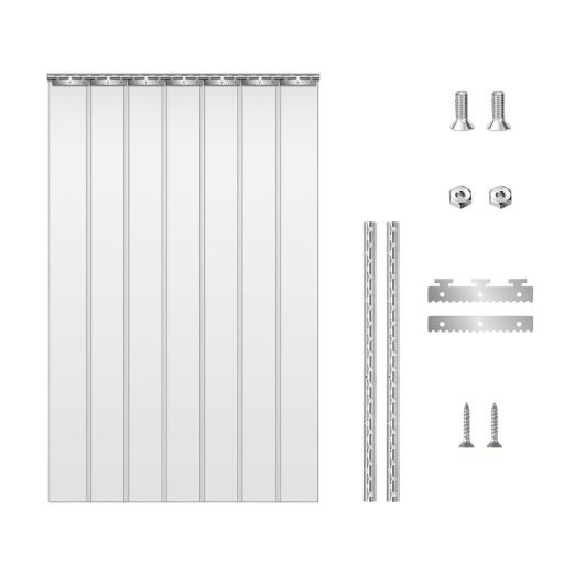 Větruodolný PVC lamelový závěs průhledný dveřní závěs 213 x 91 cm tepelně izolační na dveře skladu chladírny mrazáky i dílny