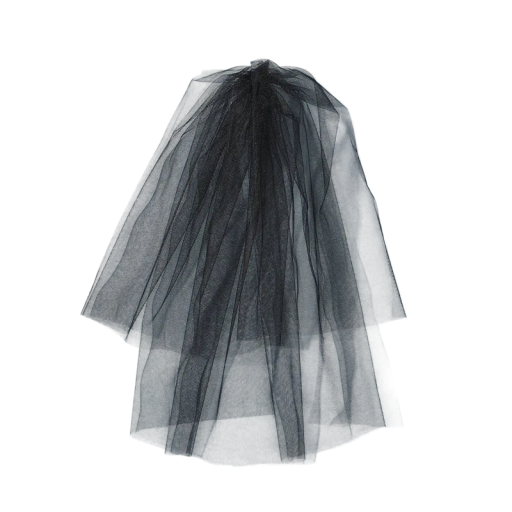 Véu curto de tule para senhora Acessório de cabelo de casamento preto Véu leve em camadas para despedida de solteira