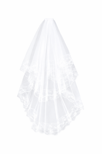 Véu de noiva branco 75 cm Duplo em Tule Com pente de 5 cm Borda rendada Véu curto elegante para casamento