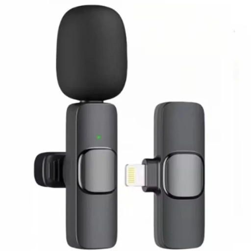 Vezeték nélküli 2.4G-os csíptetős mikrofon Lightning vevővel iPhone-hoz, zajszűréssel és használat közbeni töltés lehetőségével
