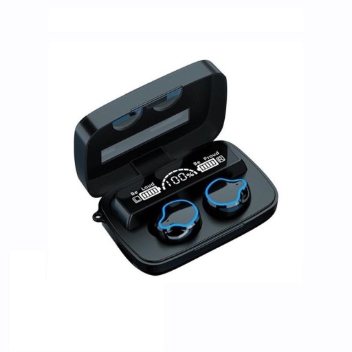 Vezeték nélküli bluetooth fülhallgató töltőkosárral, zseblámpával