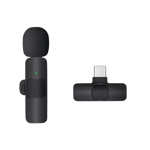 Vezeték nélküli, hajtókára rögzíthető mikrofon USB C csatlakozóval, automatikus párosítási funkcióval, intelligens zajszűréssel és egyszerű kezeléssel