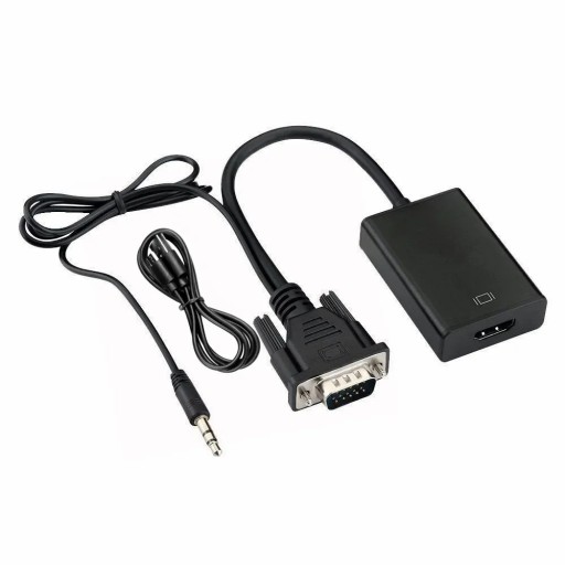 VGA til HDMI-adapter med lydindgang, dobbeltchipdesign, USB-strøm- og lydudgangssignalkonverteradapter til TV-skærm, projektor, pc, bærbar computer
