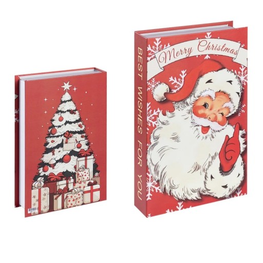 Vianočná dekoratívna falošná kniha Santa Claus a vianočný strom Neotvárateľná imitácia knihy dekorácia na polici Vianočná výzdoba interiéru
