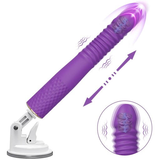 Vibromasseur télescopique 22,5x3,5 cm avec 10 modes de vibration et 10 modes de mouvement contrôlables via une application mobile, chargement USB, emballage discret