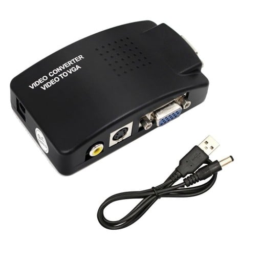 Videoadapter AV und S-Video auf VGA zur Verbindung einer Videoquelle mit einem Monitor oder Projektor Eingangs- und Ausgangs-VGA Auflösung