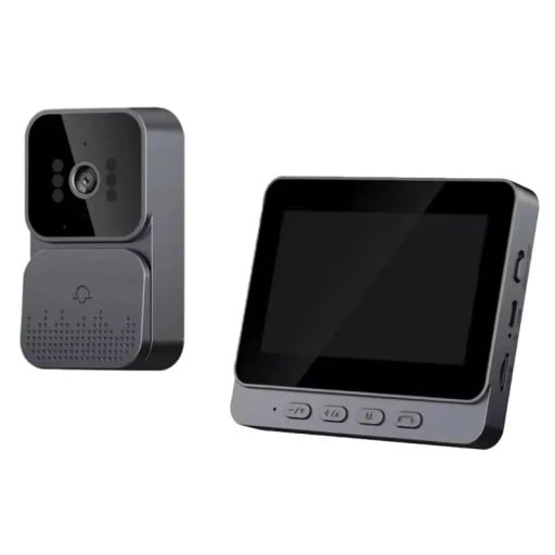 Videoportero inalámbrico de seguridad con cámara 4,3" pantalla IPS lente gran angular 170° tarjeta TF intercomunicador negro para control