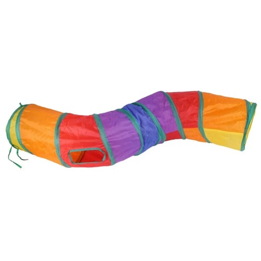 Vikbar färgglad katttunnel i S-form 123 x 25 cm Rolig leksak av polyester med tvärsnitt Lätt att förvara för hem och resa
