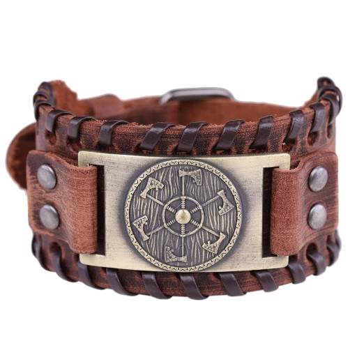 Viking armband van leer voor heren