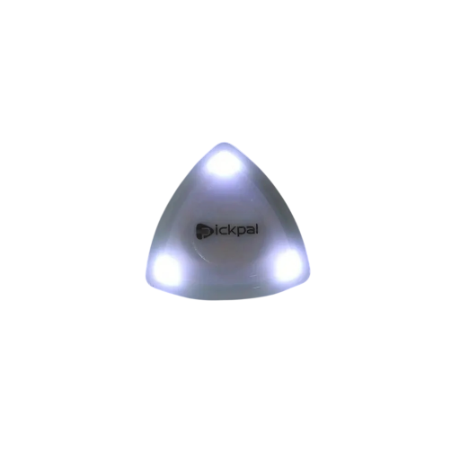 Világító pengető 0.6 mm háromszög alakú ABS műanyag LED világítással CR1616 elemmel Elemes világító pengető elektromos gitárhoz