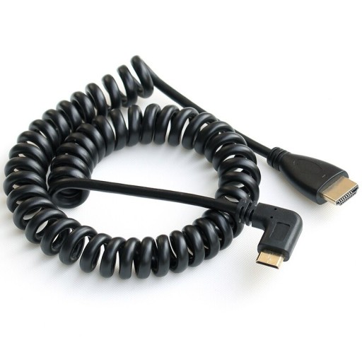 Vinklet Mini HDMI til HDMI fleksibelt forbindelseskabel M/M
