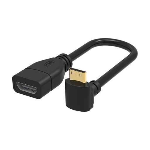 Vinklet Mini HDMI til HDMI M/F forlængerkabel