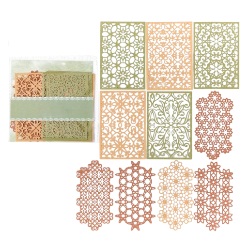 Vintage csipkés papír ornamentális minták 10 db dekoratív kivágott papír scrapbookhoz naplóhoz DIY alkotáshoz